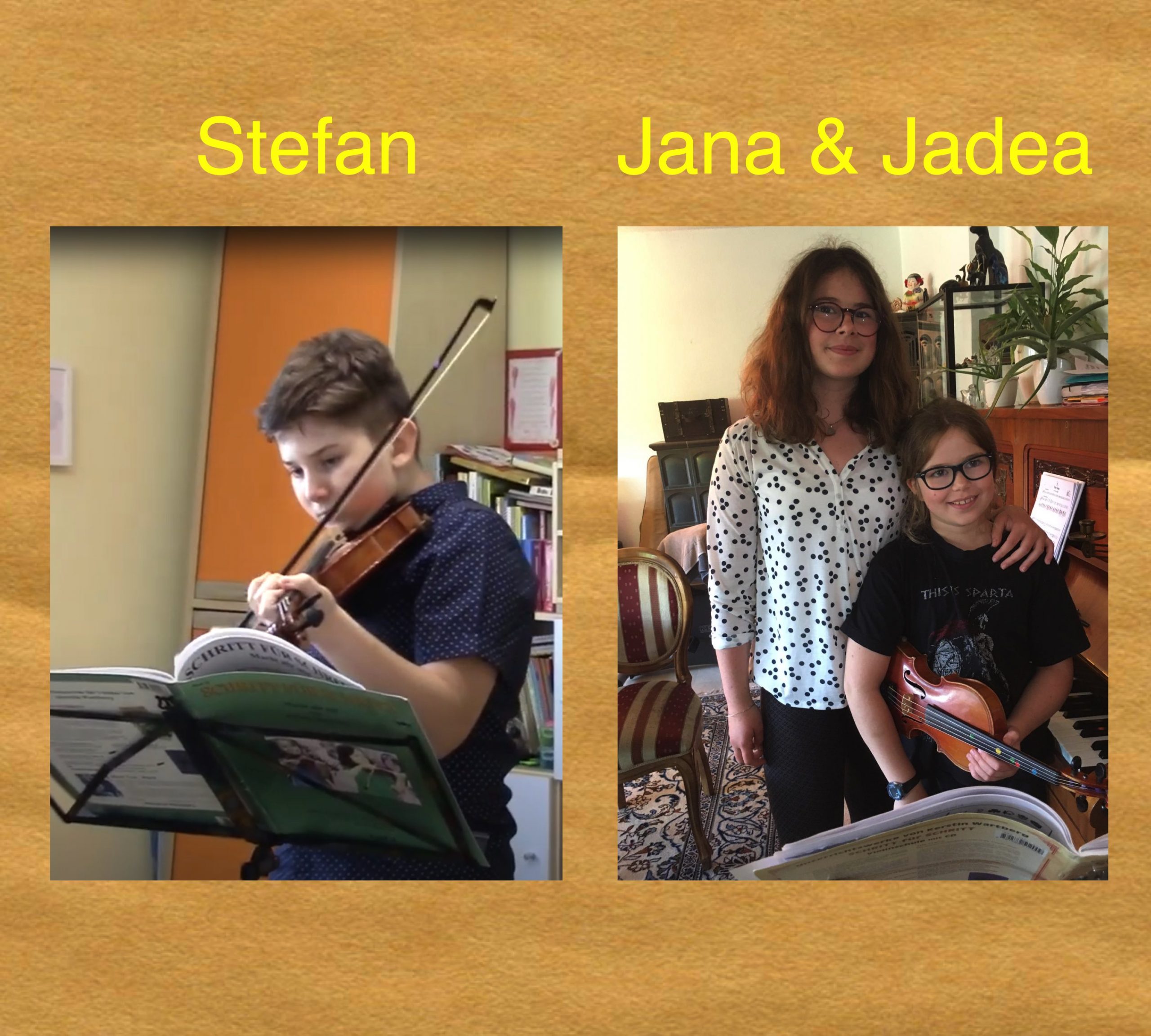 Violinschüler der Klasse Sylvia Pillhofer musizieren zu Hause
